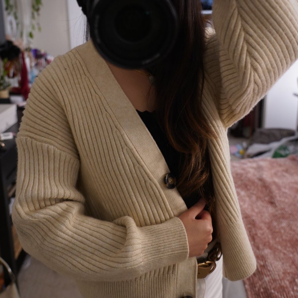 H&M Cropped Beige Sweater Cardigan